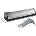 Curtron MCS series Microshield air curtain in silver finish with power cord and mounting bracket, angled