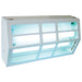 Curtron Pest-Pro 300 Series decorative insect trap, white metal grille housing with glowing UV lamps, angled view