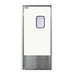 Curtron SPD-30 series single swinging traffic door in white with view window and stainless lower kick plate