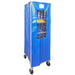 Curtron SUPRO-14 sheet pan rack cover in blue vinyl with clear viewing window and label pocket, fitted over a rack