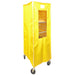 Curtron SUPRO-14 sheet pan rack cover in yellow vinyl with clear viewing window and label pocket, fitted over a rack