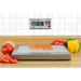 Detecto PZ Series wireless portioning scale on a counter with salmon fillet and a wall-mounted wireless display