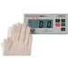 Detecto PZ Series wireless ingredient scale, close-up of the display with a gloved hand activating the touchless tare