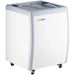 Duracold DIPC-26 white ice cream dipping and gelato freezer without sneeze guard, sliding glass lids closed, angled view