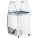 Duracold DIPC-26 ice cream dipping and gelato freezer with sneeze guard, rear view showing the compressor vent