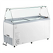Duracold DIPC-71 ice cream dipping and gelato freezer with sneeze guard, rear view showing the compressor vent