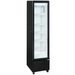 Duracold GD-225B 17-inch tall slim black single glass door display refrigerator with wire shelves, angled view