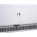 Duracold LG-C150H stainless steel outdoor undercounter refrigerator, close-up of the door lock and front vent grille