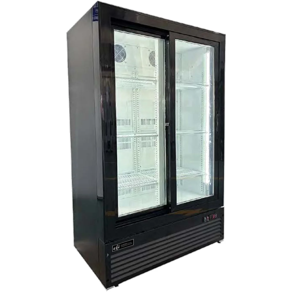 EFI C2S-3656GD Double Sliding Door 35" Wide Display Refrigerator-Phoenix Food Equipment