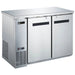 EFI CBBSDR2-48CC 49-inch stainless steel back bar cooler with two solid swing doors, angled front view