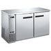 EFI CBBSDR2-60CC 61-inch stainless steel back bar cooler with two solid swing doors, angled front view
