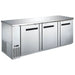 EFI CBBSDR3-90CC 90-inch stainless steel back bar cooler with three solid swing doors, angled front view