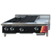 EFI HCT36-12HP-CH-GM 36 inch gas countertop combo with two burners, 12 inch charbroiler and 12 inch griddle, angled view
