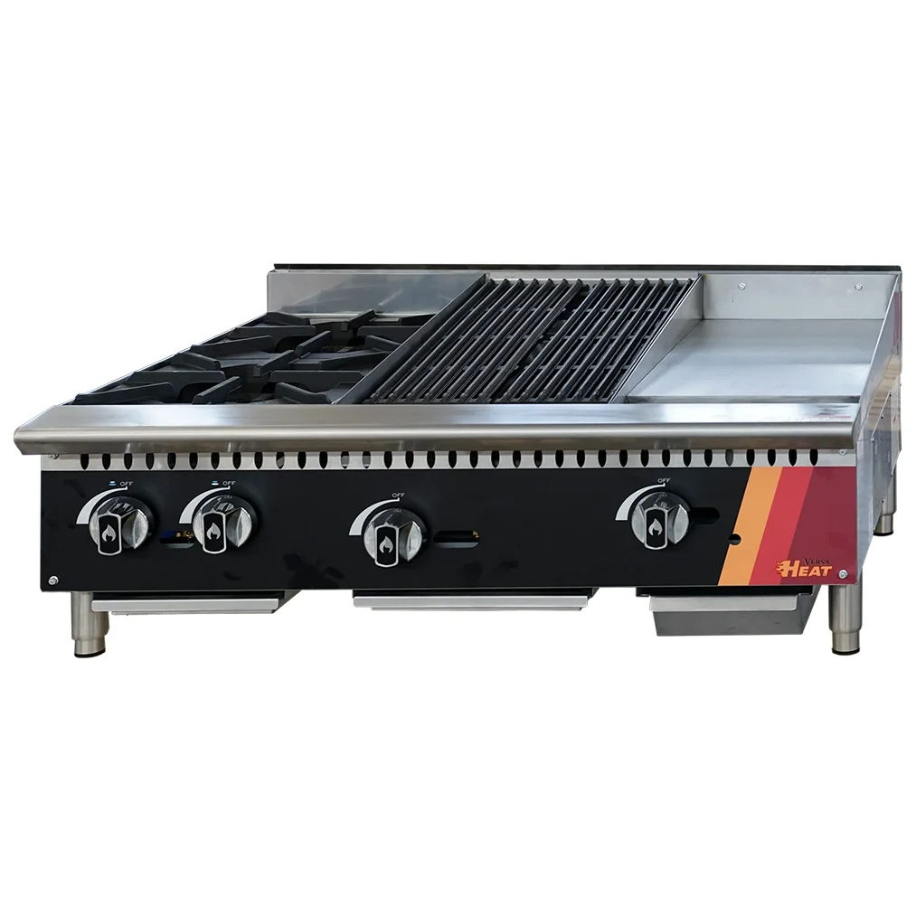EFI HCT36-12HP-CH-GM Natural Gas/Propane 36" Cooktop - 2 Burners, 12" Griddle, & 12" Charbroiler-Phoenix Food Equipment