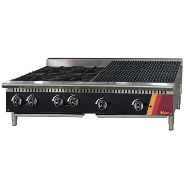 EFI HCT48-24HP-24CH Natural Gas/Propane 48" Combo Cooktop - 4 Burners & 24" Charbroiler-Phoenix Food Equipment