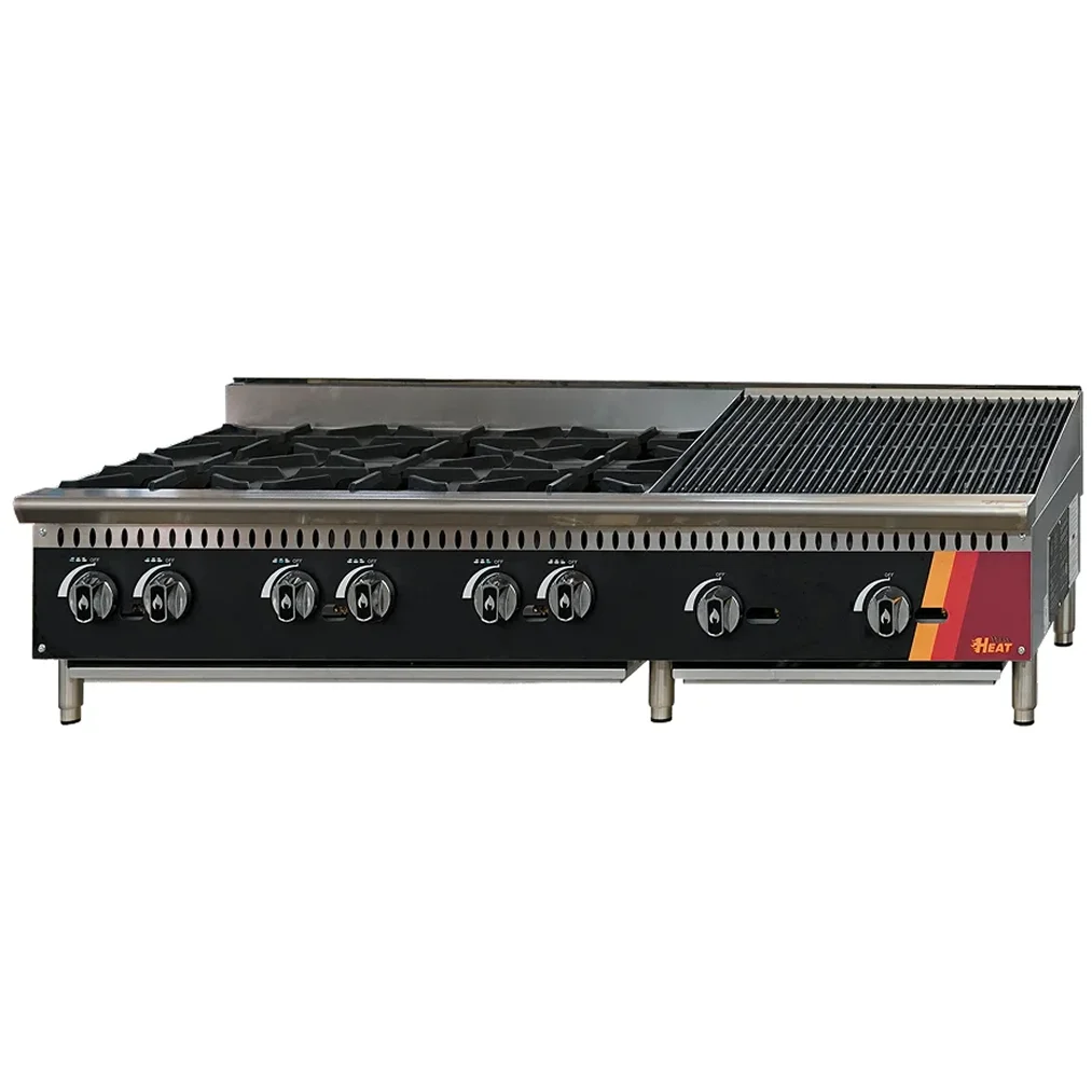 EFI HCT60-36HP-24CH Natural Gas/Propane 60" Cooktop - 6 Burners & 24" Charbroiler-Phoenix Food Equipment