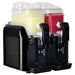 Elmeco BB2 GREEN BigBiz double 6L slushie machine in black shown with yellow and red frozen drinks in the bowls