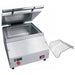 Emberglo ES5 Series direct supply countertop steamer, 1500W, lid open with perforated pan and extra wire rack