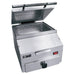 Emberglo ES5 Series self-contained countertop steamer, 1500W, lid open showing perforated pan, front drawer handle