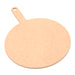 Epicurean 429-171201 round 12-inch pizza board in natural wood fiber composite with hang-hole handle, top view