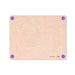 Epicurean HACCP natural cutting board in tan wood fiber composite with purple colour-coded corner feet, top view