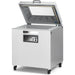 Eurodib Atmovac PAMPERO 30/20D3 floor model chamber vacuum sealer with clear lid open, stainless cabinet on casters