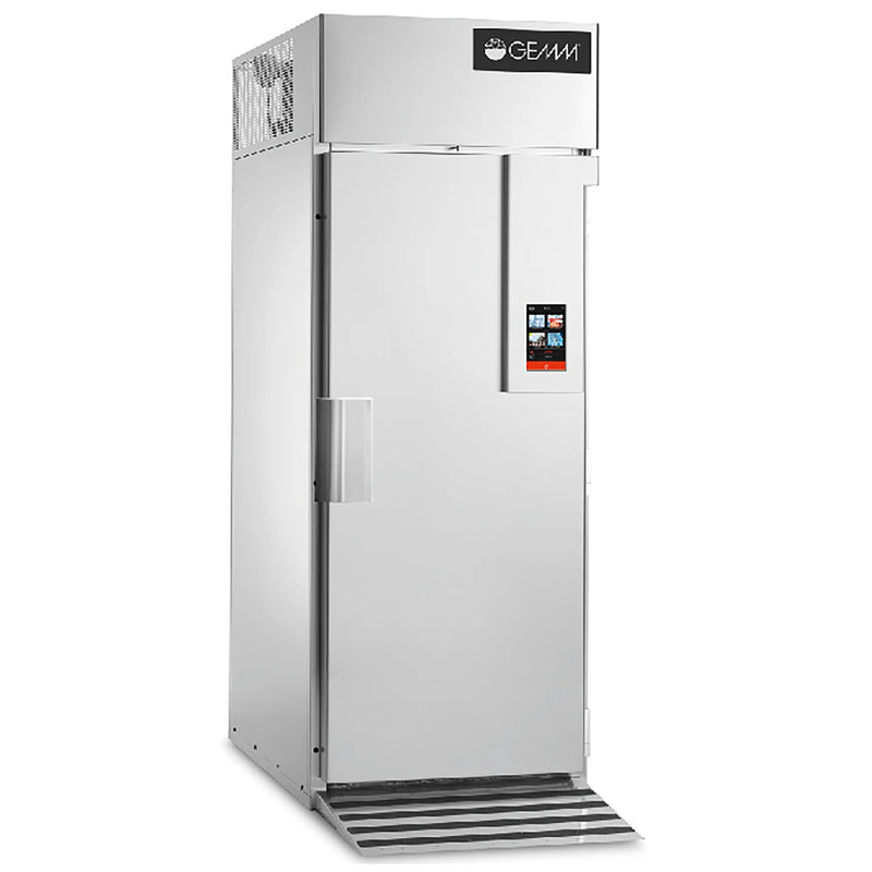 Eurodib BCC-4008 roll-in blast chiller/freezer, tall stainless steel cabinet with door closed and front controls