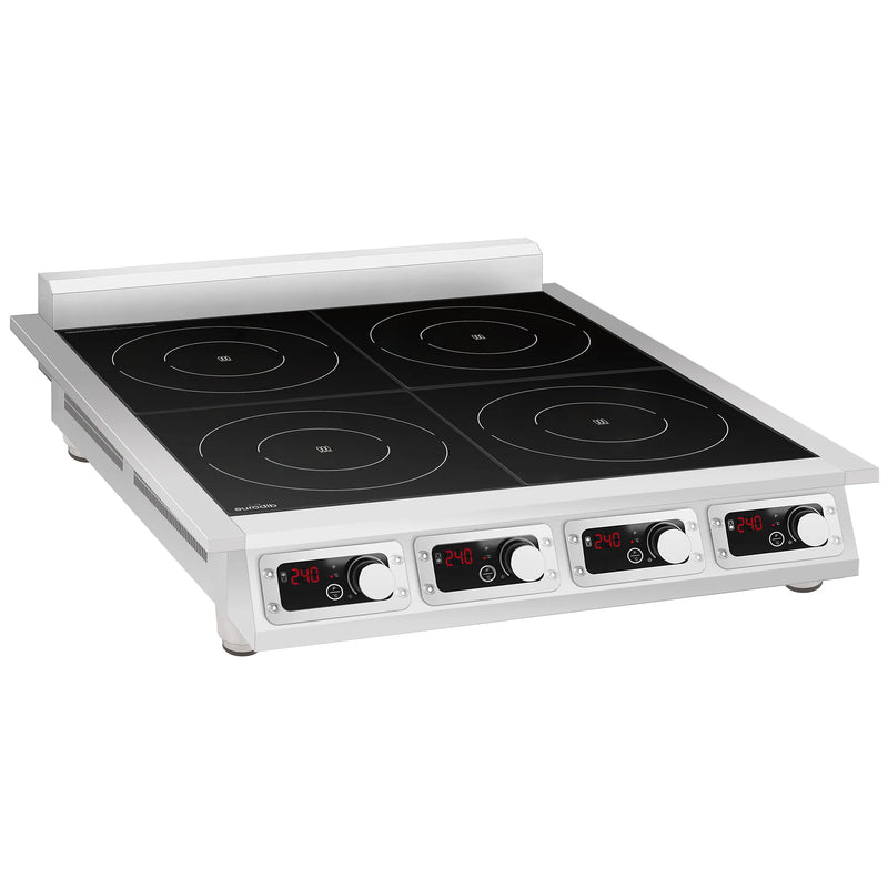 Eurodib CCI4351PH commercial four burner electric induction cooker with black glass top and four front control knobs