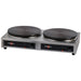 Eurodib CGCIM4 Krampouz deluxe gas double crepe maker with two 15.75-inch cast iron plates on stainless base, angled