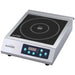 Eurodib CI3500 3500W commercial induction cooker with stainless steel housing, black vitroceramic glass top and digital touch controls, front angled view