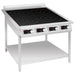 Eurodib FCI435OS1PH commercial 4 burner electric induction range, black glass top on stainless steel stand with shelf