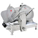 Eurodib HBS-350L manual aluminum meat slicer with 14-inch blade, carriage and blade guard, angled side view