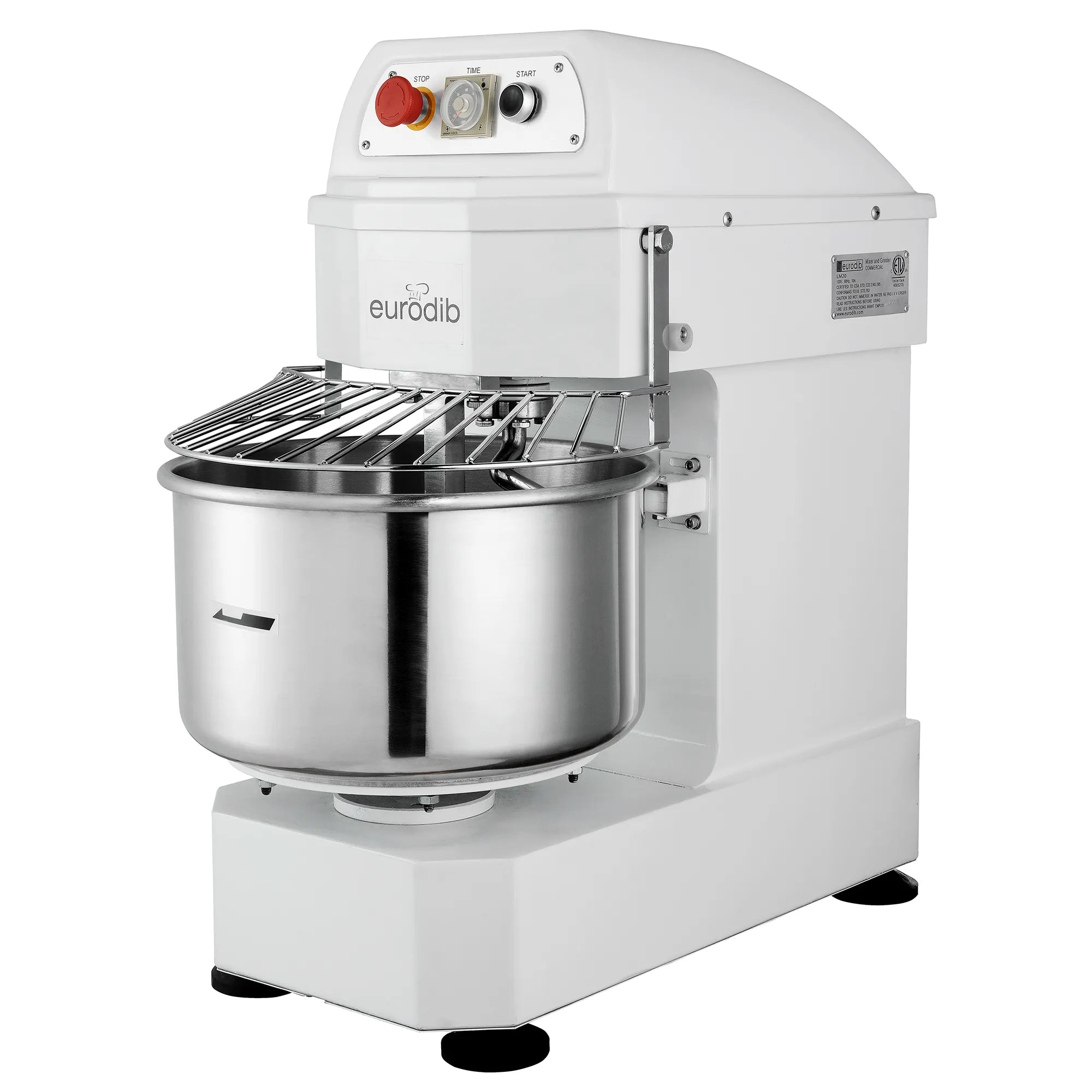 Eurodib LB40T Commercial Spiral Mixer - 40 Qt Capacity, Single Phase-Phoenix Food Equipment