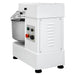 Eurodib LB50T 50 qt spiral mixer, side view of the white motor housing with vents and red and green control buttons
