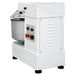 Eurodib LB60T 60 qt spiral mixer, side view of the white motor housing with vents and red and green control buttons