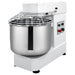 Eurodib LB60T 60 qt commercial spiral mixer, white body with stainless steel bowl and wire guard, front angled view