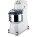 Eurodib LR GM25B ETL 77 qt commercial spiral mixer, white body with stainless steel bowl, wire guard and leveling feet