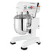 Eurodib M10ETL 10 qt commercial planetary stand mixer, white body with stainless steel bowl and bowl guard, angled view