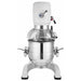 Eurodib M30AETL 30 qt planetary stand mixer, front view showing the stainless steel bowl, wire guard and bowl clamps
