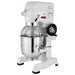 Eurodib M30AETL 30 qt commercial planetary stand mixer, white body with stainless bowl and bowl lift wheel, angled view