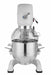 Eurodib M40A-220ETL 40 qt planetary stand mixer, front view showing stainless steel bowl, wire guard and white base