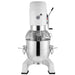 Eurodib M60A-220ETL 60 qt planetary floor mixer, front view showing stainless steel bowl, wire guard and bowl clamps