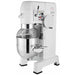 Eurodib M60A-220ETL 60 qt commercial planetary floor mixer, white body with stainless steel bowl and guard, angled view