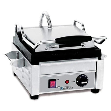 Eurodib SFE Series Small Single 10" x 10" Press Panini Grill, 120V - Ribbed Grill Surface-Phoenix Food Equipment