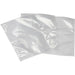Eurodib smooth vacuum bags in assorted sizes, stack of clear chamber vacuum sealer pouches laid flat