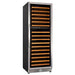 Eurodib USF168 wine cooler with glass door showing rows of wood wine racks and stainless steel trim, front view