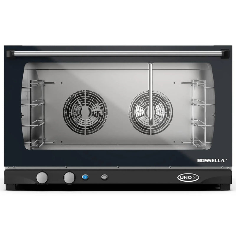 Eurodib Unox XAFT193 Rossella countertop convection oven with humidity, twin fans visible through black glass door