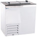Excellence HFF-2HC 4 tub ice cream dipping freezer, white cabinet with stainless steel flip top lids closed, front view