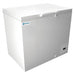 Excellence UCS-28HC 29-inch solid door -45°C storage chest freezer, white cabinet with lid closed, angled view