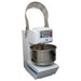 Globe GSM175 142 qt dual speed spiral mixer with wire bowl guard raised showing stainless steel bowl and hook